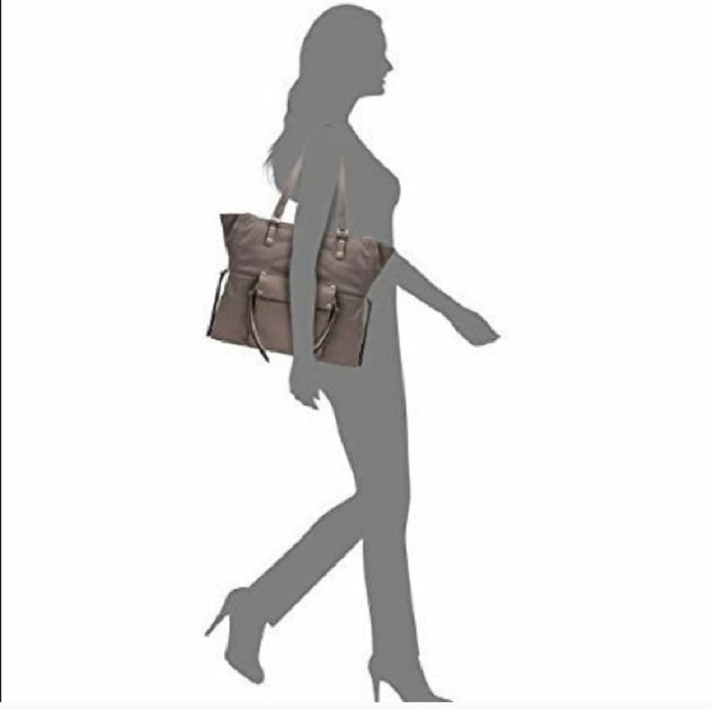 Kooba Taupe Leather Tote Shoulder Bag Purse - Picture 3 of 7